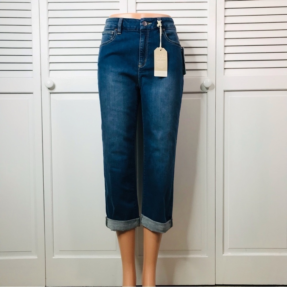 New COLDWATER CREEK Blue Midrise Cropped Straight Leg Jeans Size 8